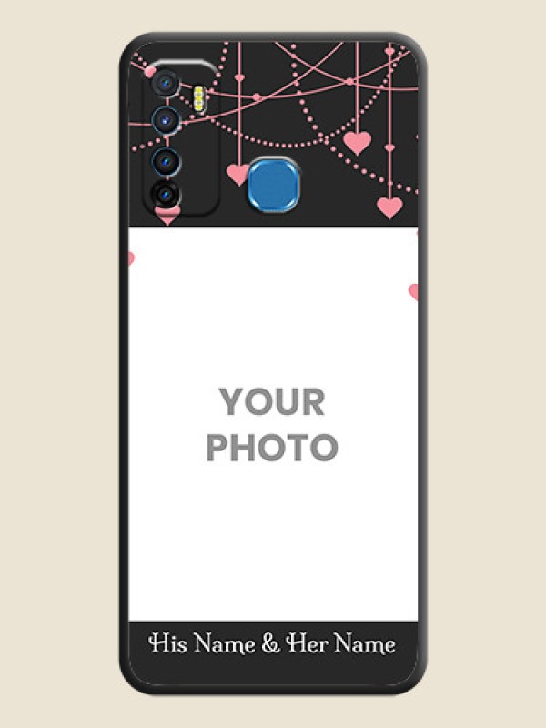 Custom Pink Love Hangings with Text on Space Black Custom Soft Matte Back Cover - Infinix Hot 9 - alternate view