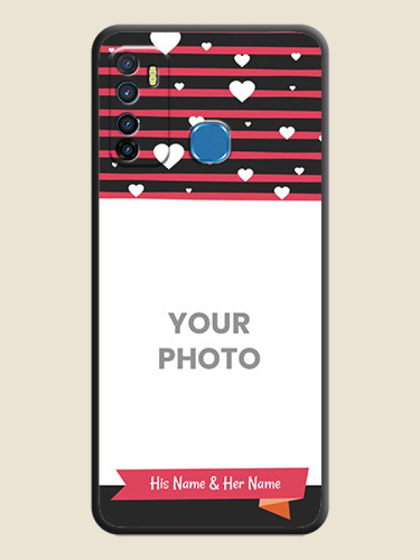Custom White Color Love Symbols with Pink Lines Pattern on Space Black Custom Soft Matte Phone Cases - Infinix Hot 9 - alternate view