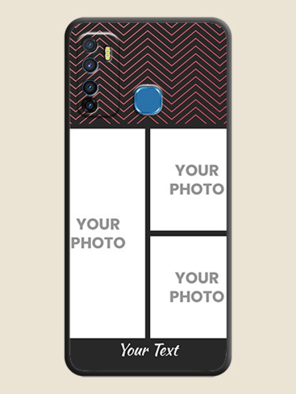 Custom Wave Pattern with 3 Image Holder on Space Black Custom Soft Matte Back Cover - Infinix Hot 9 - alternate view