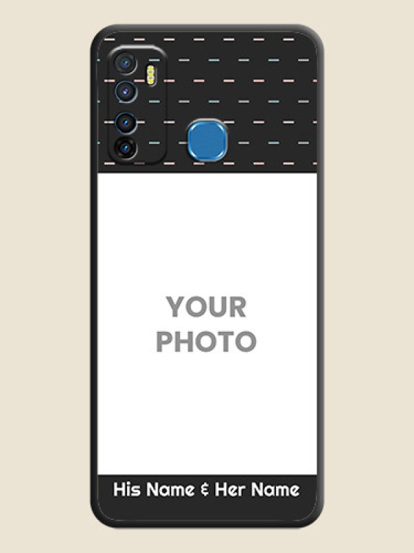 Custom Line Pattern Design with Text on Space Black Custom Soft Matte Phone Back Cover - Infinix Hot 9 - alternate view