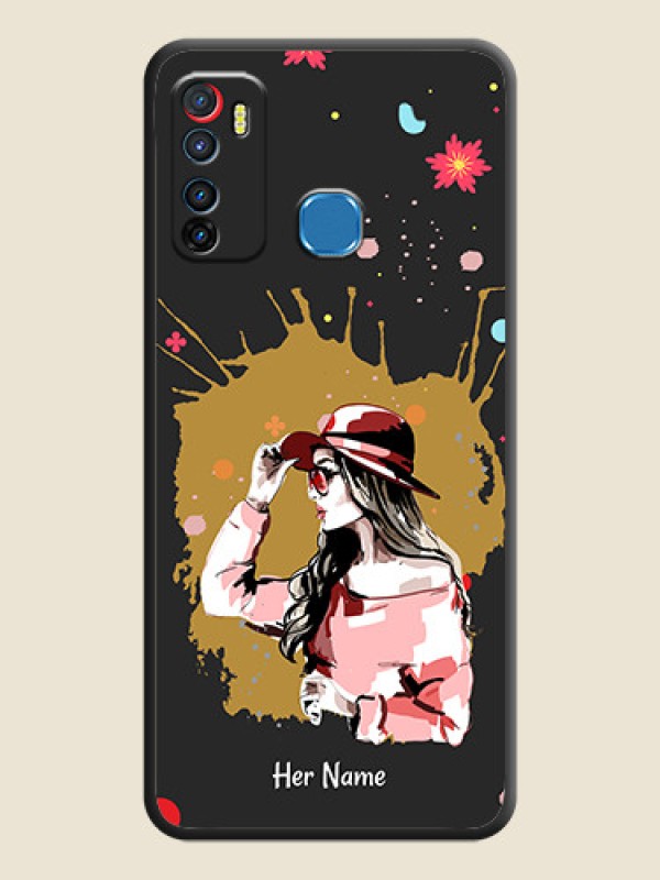 Custom Mordern Lady With Color Splash Background With Custom Text On Space Black Personalized Soft Matte Phone Covers -Infinix Hot 9 - alternate view