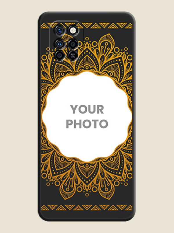 Custom Round Image with Floral Design on Photo on Space Black Soft Matte Mobile Cover - Infinix Note 10 Pro - alternate view