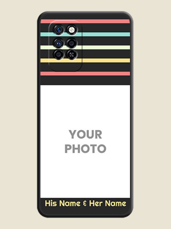 Custom Color Stripes with Photo and Text on Photo on Space Black Soft Matte Mobile Case - Infinix Note 10 Pro - alternate view