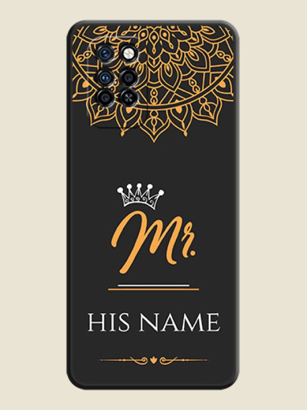 Custom Mr Name with Floral Design  on Personalised Space Black Soft Matte Cases - Infinix Note 10 Pro - alternate view