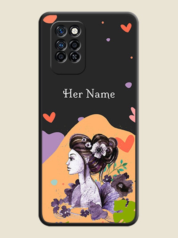 Custom Namecase For Her With Fancy Lady Image On Space Black Personalized Soft Matte Phone Covers -Infinix Note 10 Pro - alternate view