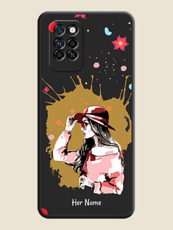 Custom Mordern Lady With Color Splash Background With Custom Text On Space Black Personalized Soft Matte Phone Covers -Infinix Note 10 Pro - alternate view
