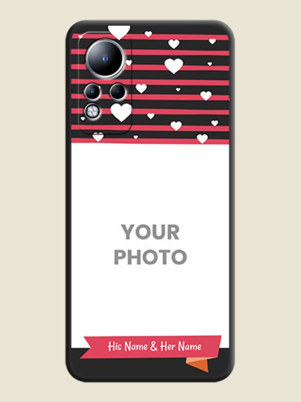 Custom White Color Love Symbols with Pink Lines Pattern on Space Black Custom Soft Matte Phone Cases - Infinix Note 11 - alternate view