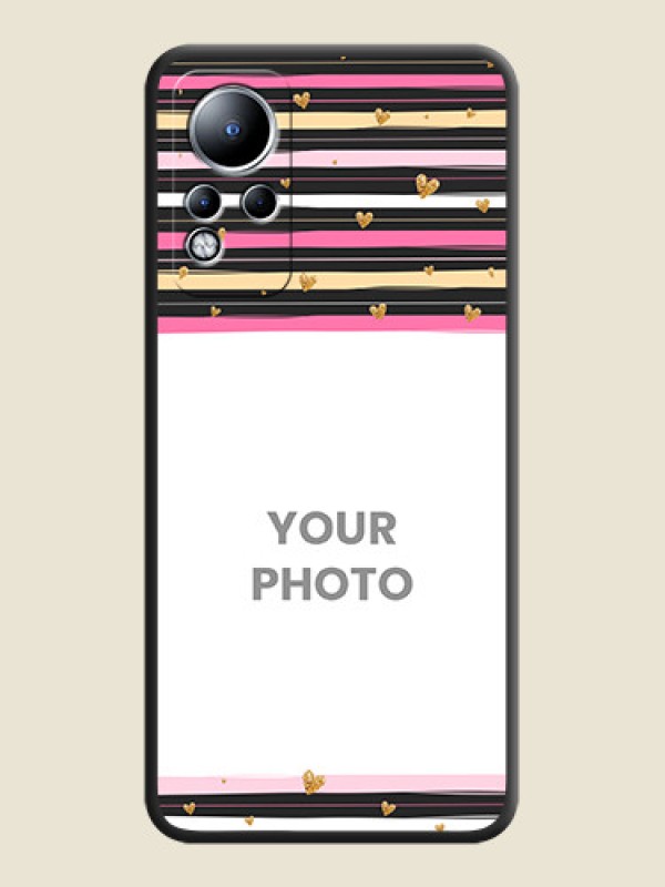 Custom Multicolor Lines and Golden Love Symbols Design on Photo on Space Black Soft Matte Mobile Cover - Infinix Note 11 - alternate view