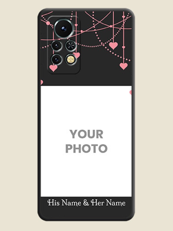 Custom Pink Love Hangings with Text on Space Black Custom Soft Matte Back Cover - Infinix Note 11s - alternate view