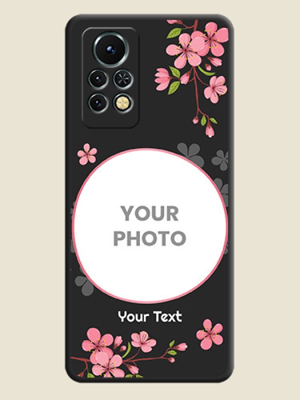 Custom Round Image with Pink Color Floral Design on Photo on Space Black Soft Matte Back Cover - Infinix Note 11s - alternate view