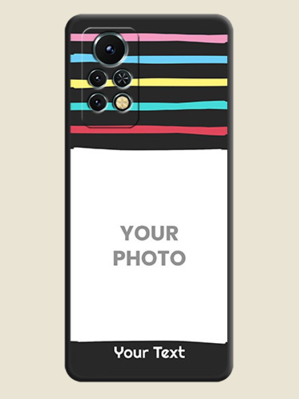 Custom Multicolor Lines with Image on Space Black Personalized Soft Matte Phone Covers - Infinix Note 11s - alternate view