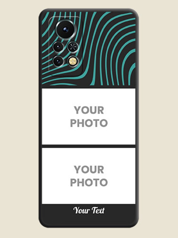 Custom Wave Pattern with 2 Image Holder on Space Black Personalized Soft Matte Phone Covers - Infinix Note 11s - alternate view