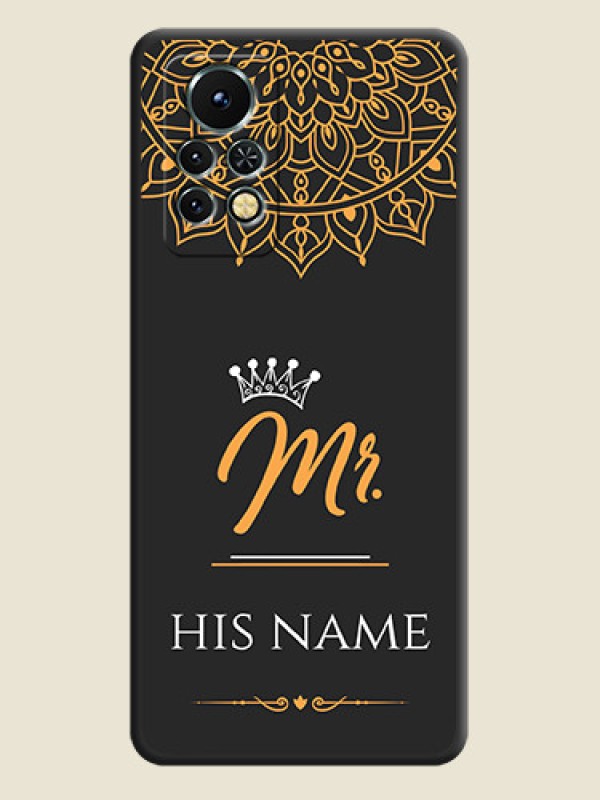 Custom Mr Name with Floral Design on Personalised Space Black Soft Matte Cases - Infinix Note 11s - alternate view