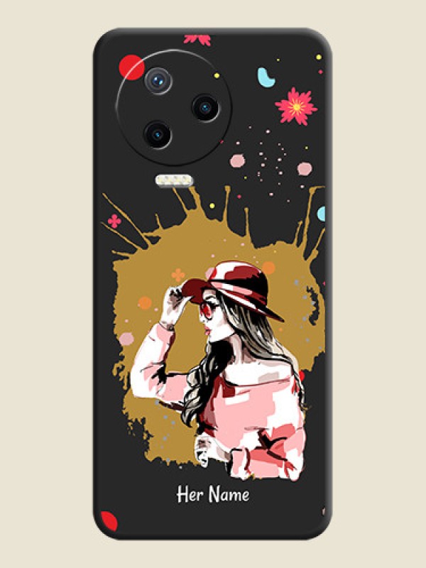 Custom Mordern Lady With Color Splash Background With Custom Text On Space Black Personalized Soft Matte Phone Covers - Infinix Note 12 Pro - alternate view