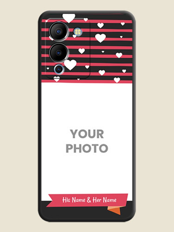 Custom White Color Love Symbols with Pink Lines Pattern on Space Black Custom Soft Matte Phone Cases - Infinix Note 12 Turbo - alternate view