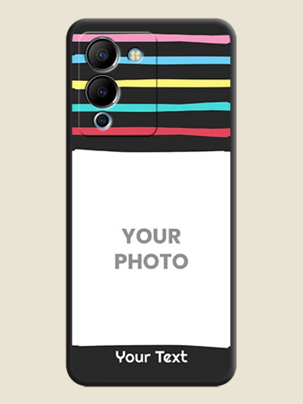 Custom Multicolor Lines with Image on Space Black Personalized Soft Matte Phone Covers - Infinix Note 12 Turbo - alternate view