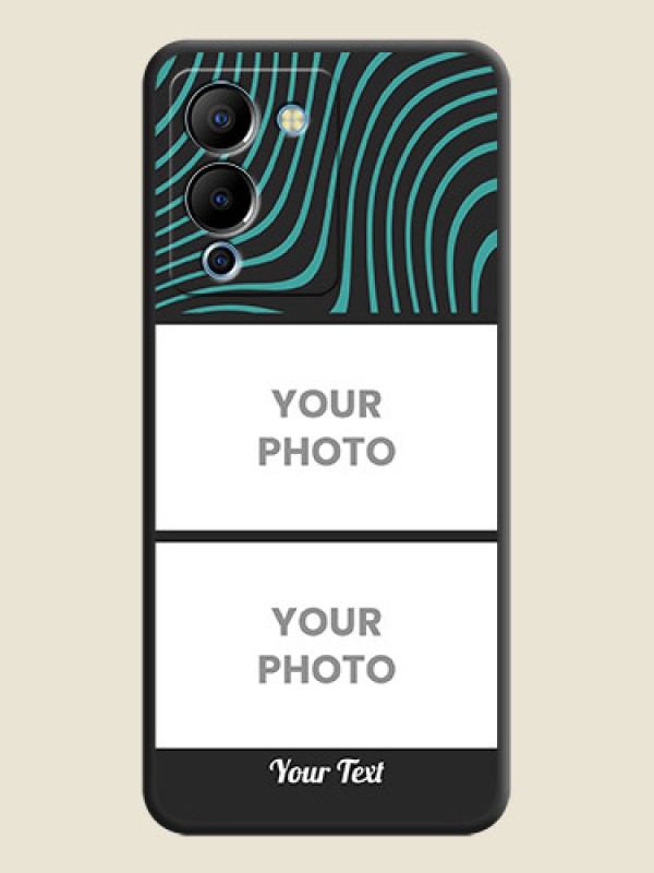 Custom Wave Pattern with 2 Image Holder on Space Black Personalized Soft Matte Phone Covers - Infinix Note 12 Turbo - alternate view