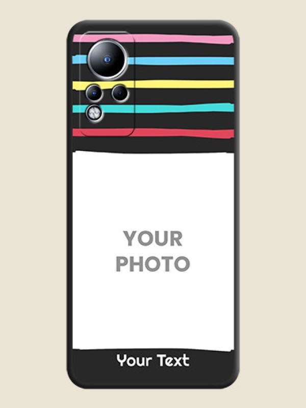 Custom Multicolor Lines with Image on Space Black Personalized Soft Matte Phone Covers - Infinix Note 12 - alternate view
