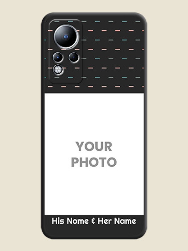 Custom Line Pattern Design with Text on Space Black Custom Soft Matte Phone Back Cover - Infinix Note 12 - alternate view