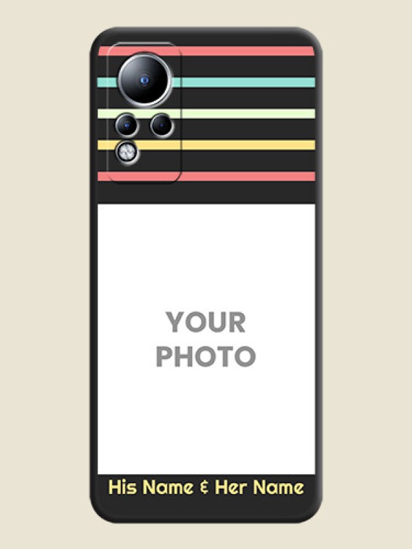 Custom Color Stripes with Photo and Text on Photo on Space Black Soft Matte Mobile Case - Infinix Note 12 - alternate view