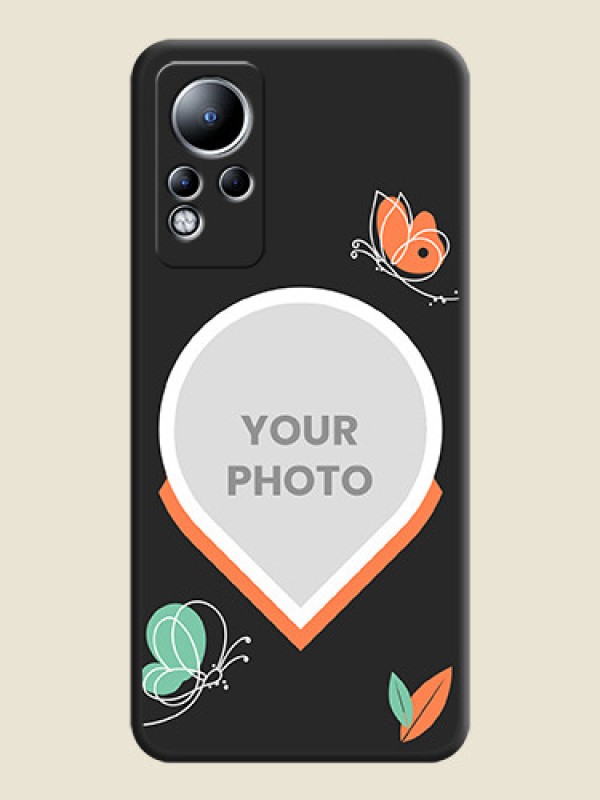 Custom Upload Pic With Simple Butterly Design On Space Black Personalized Soft Matte Phone Covers -Infinix Note 12 - alternate view