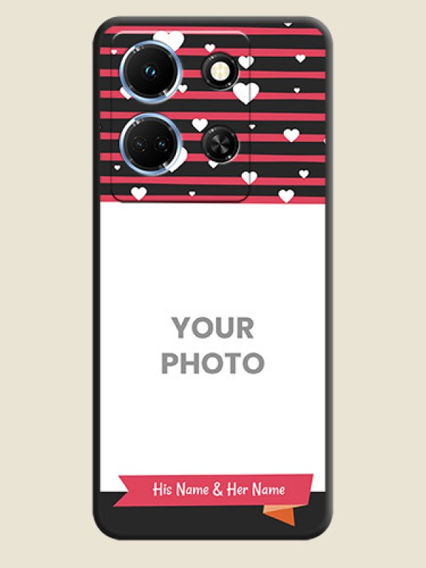 Custom White Color Love Symbols with Pink Lines Pattern on Space Black Custom Soft Matte Phone Cases - Infinix Note 30 5G - alternate view