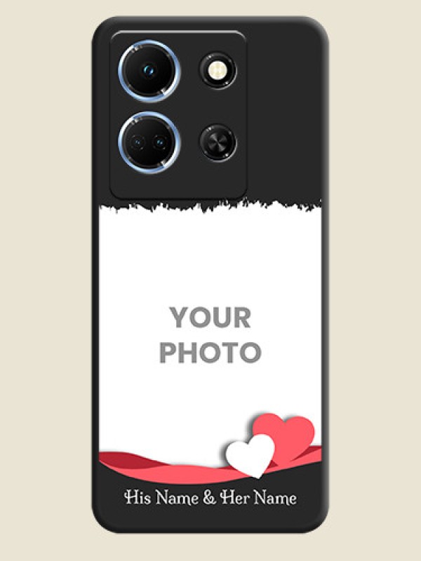 Custom Pink Color Love Shaped Ribbon Design with Text on Space Black Custom Soft Matte Phone Back Cover - Infinix Note 30 5G - alternate view
