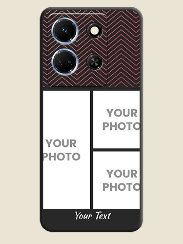 Custom Wave Pattern with 3 Image Holder on Space Black Custom Soft Matte Back Cover - Infinix Note 30 5G - alternate view