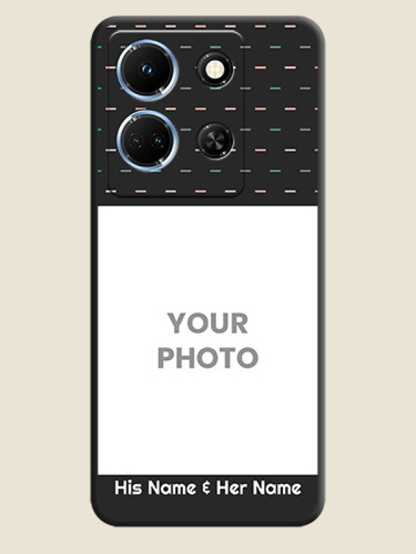 Custom Line Pattern Design with Text on Space Black Custom Soft Matte Phone Back Cover - Infinix Note 30 5G - alternate view