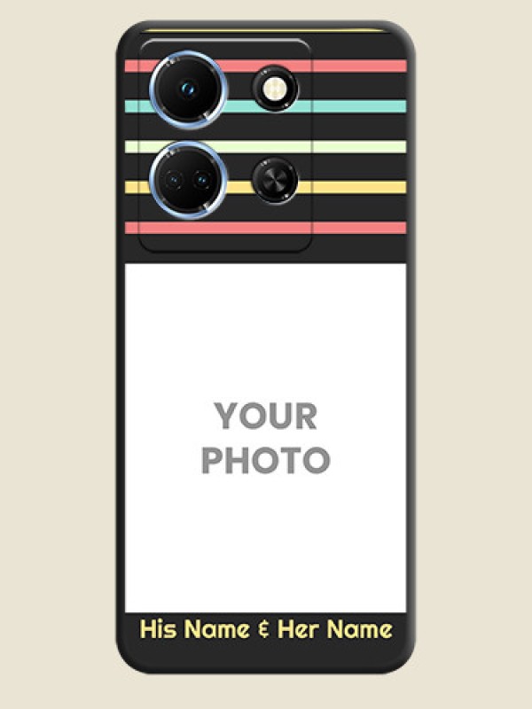 Custom Color Stripes with Photo and Text - Photo on Space Black Soft Matte Mobile Case - Infinix Note 30 5G - alternate view