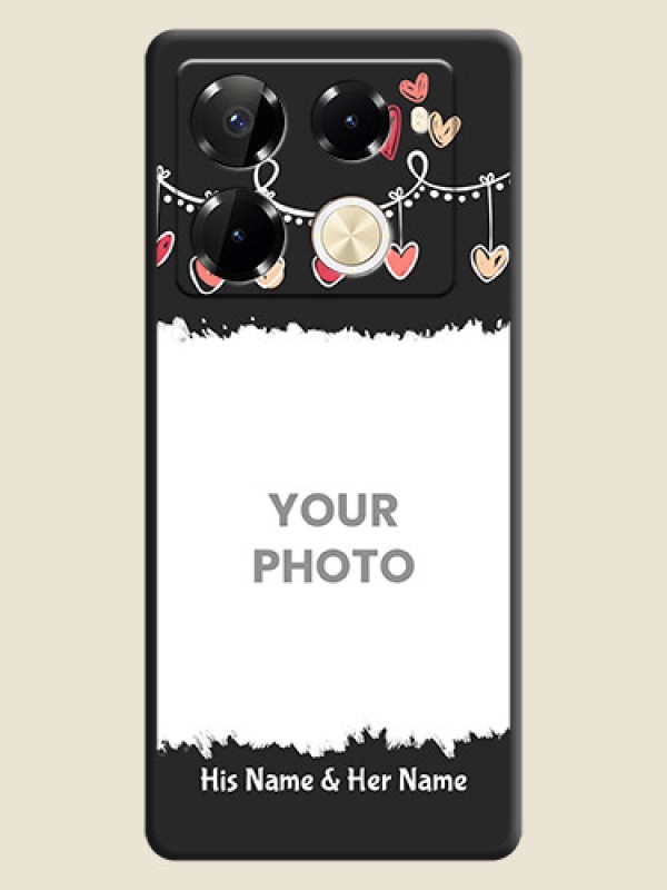 Custom Pink Love Hangings with Name On Space Black Custom Soft Matte Mobile Back Cover - Infinix Note 40 Pro 5G - alternate view