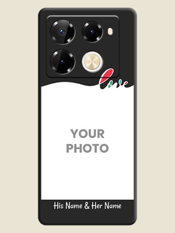 Custom Fall in Love Pattern with Picture on Photo On Space Black Custom Soft Matte Mobile Back Cover - Infinix Note 40 Pro 5G - alternate view