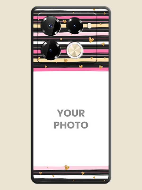 Custom Multicolor Lines and Golden Love Symbols Design on Photo On Space Black Custom Soft Matte Mobile Back Cover - Infinix Note 40 Pro 5G - alternate view
