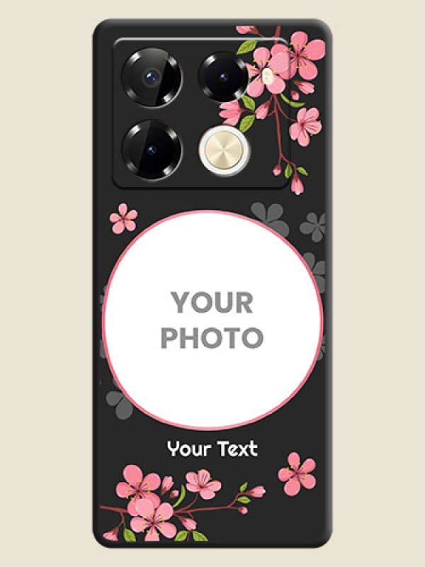 Custom Round Image with Pink Color Floral Design on Photo On Space Black Custom Soft Matte Mobile Back Cover - Infinix Note 40 Pro 5G - alternate view