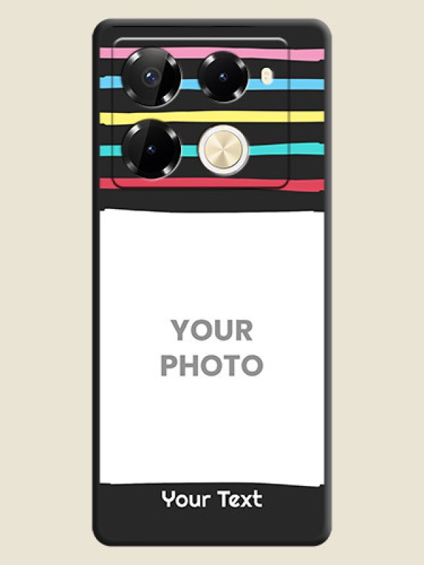 Custom Multicolor Lines with Image On Space Black Custom Soft Matte Mobile Back Cover - Infinix Note 40 Pro 5G - alternate view