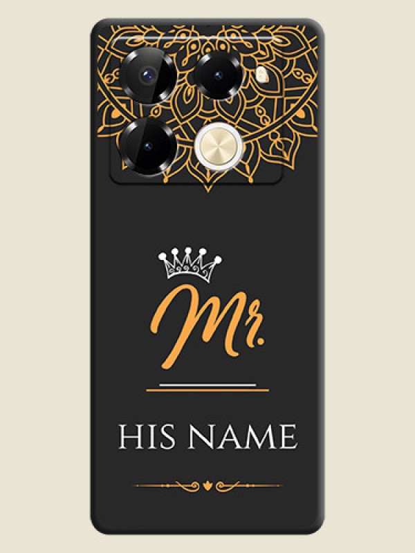Custom Mr Name with Floral Design On Space Black Custom Soft Matte Mobile Back Cover - Infinix Note 40 Pro 5G - alternate view