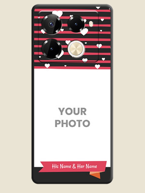 Custom White Color Love Symbols with Pink Lines Pattern On Space Black Custom Soft Matte Mobile Back Cover - Infinix Note 40 Pro Plus 5G - alternate view