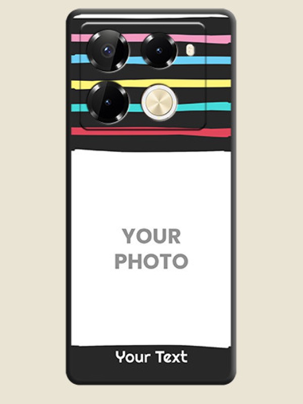 Custom Multicolor Lines with Image On Space Black Custom Soft Matte Mobile Back Cover - Infinix Note 40 Pro Plus 5G - alternate view