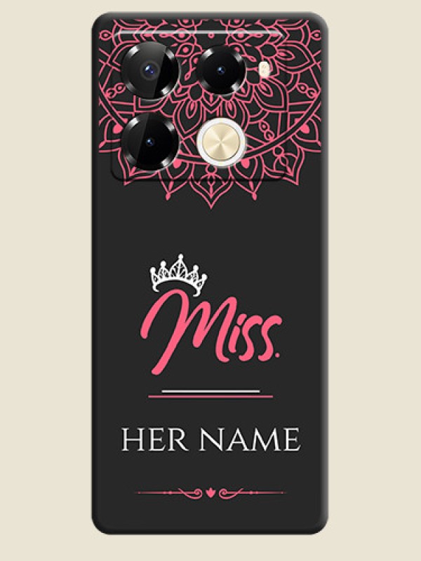 Custom Mrs Name with Floral Design On Space Black Custom Soft Matte Mobile Back Cover - Infinix Note 40 Pro Plus 5G - alternate view