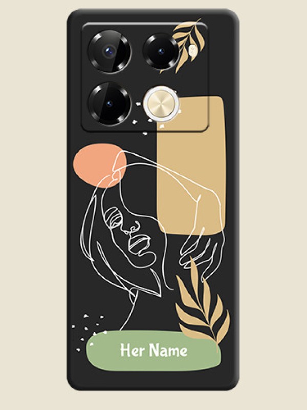Custom Custom Text With Line Art Of Women & Leaves Design On Space Black Custom Soft Matte Mobile Back Cover - Infinix Note 40 Pro Plus 5G - alternate view