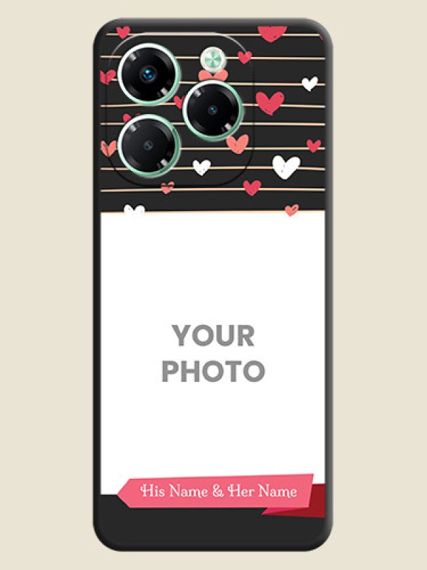 Custom Love Pattern with Name on Pink Ribbon on Photo On Space Black Custom Soft Matte Mobile Back Cover - Infinix Note 40X 5G - alternate view