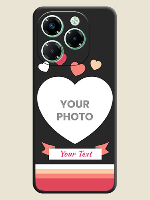 Custom Love Shaped Photo with Colorful Stripes On Space Black Custom Soft Matte Mobile Back Cover - Infinix Note 40X 5G - alternate view