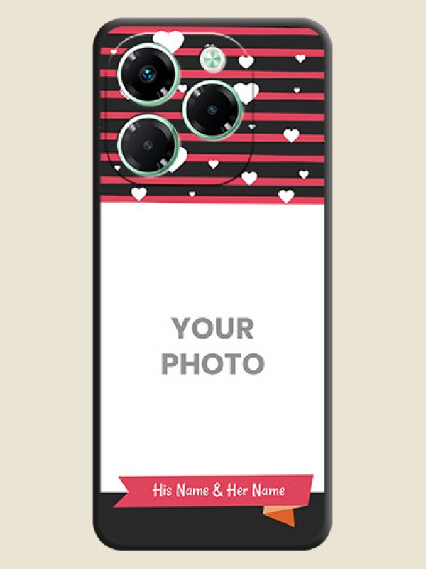 Custom White Color Love Symbols with Pink Lines Pattern On Space Black Custom Soft Matte Mobile Back Cover - Infinix Note 40X 5G - alternate view