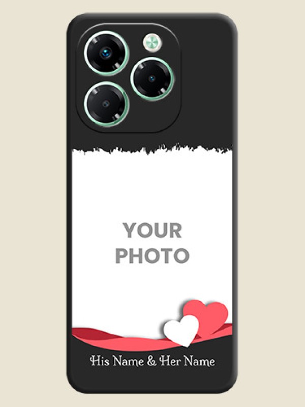 Custom Pin Color Love Shaped Ribbon Design with Text On Space Black Custom Soft Matte Mobile Back Cover - Infinix Note 40X 5G - alternate view