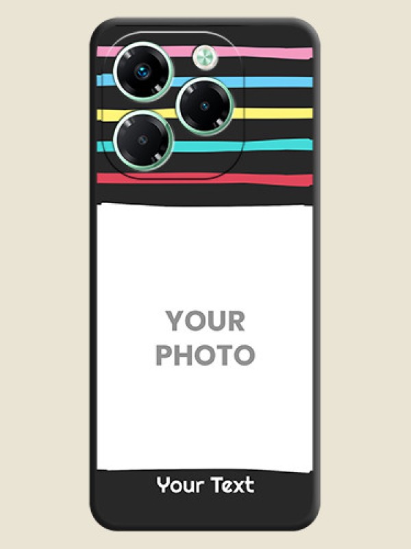 Custom Multicolor Lines with Image On Space Black Custom Soft Matte Mobile Back Cover - Infinix Note 40X 5G - alternate view