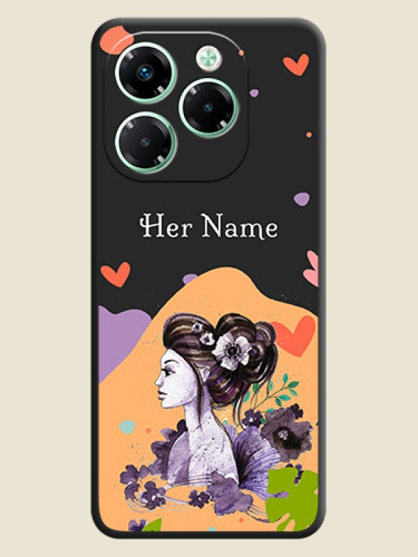 Custom Namecase For Her With Fancy Lady Image On Space Black Custom Soft Matte Mobile Back Cover - Infinix Note 40X 5G - alternate view