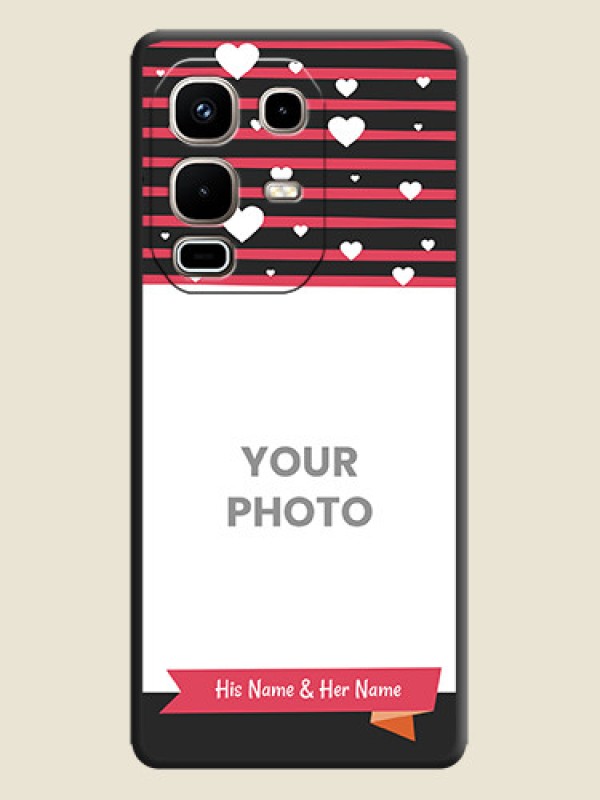 Custom White Color Love Symbols with Pink Lines Pattern On Space Black Custom Soft Matte Mobile Back Cover - Infinix Note 50s 5G - alternate view