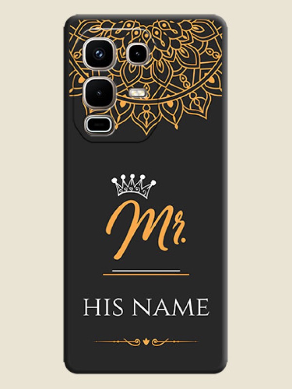 Custom Mr Name with Floral Design On Space Black Custom Soft Matte Mobile Back Cover - Infinix Note 50s 5G - alternate view