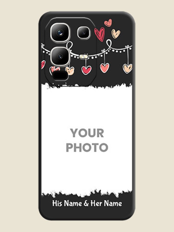 Custom Pink Love Hangings with Name On Space Black Custom Soft Matte Mobile Back Cover - Infinix Note 50x 5G - alternate view