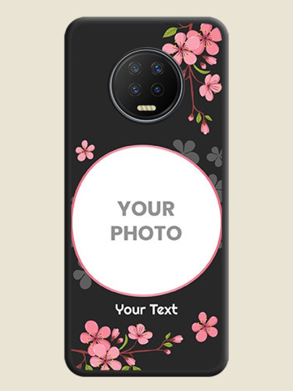 Custom Round Image with Pink Color Floral Design on Photo on Space Black Soft Matte Back Cover - Infinix Note 7 - alternate view